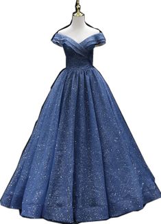 Blue Sequined Tulle Ball Gown, Blue Tulle Ball Gown With Sequins, Glitter Tulle Ball Gown For Wedding, Glitter Tulle Ball Gown For Evening, Blue Tulle Quinceanera Dress For Party, Wedding Ball Gown In Tulle With Glitter, Blue Glitter Tulle Ball Gown For Prom, Blue Glitter Tulle Dress For Prom, Blue Glitter Tulle Dress For Prom Season