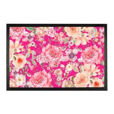 Hot Pink Floral Door Mat. Floral Background Design, Pink Floral Background, African Giraffe, Mat Door, Design Door, Patch Panel, Hot Pink Floral, Entry Hall, Entrance Rug