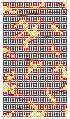 a cross stitch pattern in red and yellow