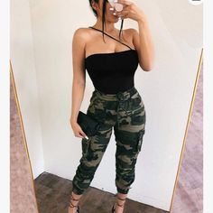 New, Never Worn Unknown Brand Just Tagged For Visibility Camouflage Jumpsuits And Rompers For Summer, Casual Black High Waist Bodysuit, Casual High Waist Bodysuit, Casual High-waist Bodysuit For Fall, Casual Black Bodysuit For Fall, Casual Camouflage Sleeveless Jumpsuits And Rompers, Casual Party Bodysuit, Casual Black Bodysuit, One Piece Cute