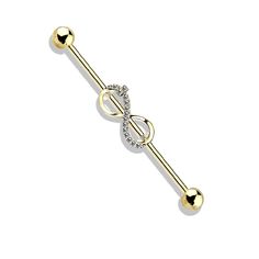 PRICES MAY VARY. STYLE: CZ Paved Infinity Sign Industrial Barbell MATERIAL: Rhodium/ 14kt gold tone plated 316L surgical stainless steel/Brass GAUGE/BAR THICKNESS: 14GA (1.6mm) BARBELL LENGTH: 1&1/2" (38mm) AVAILABLE IN: Clear, Gold tone/Clear, or Rose Gold tone/Clear Pretty Industrial Piercing Jewelry, Industrial Piercings, Industrial Piercing Jewelry, Infinity Sign, Industrial Barbell, Industrial Piercing, Body Jewelry Piercing, Rose Gold Color, Pretty Jewellery