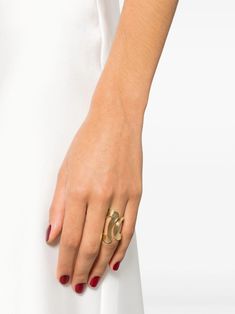 Fernando Jorge 18k Yellow Gold Stream Line Open Ring - Farfetch Open Ring Gold, Velvet Sandals, Metallic Clutch, Wedding Guest Looks, City Dress, Biker Leather, Cat Eye Frames, Summer Beach Wear, Asymmetrical Design