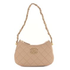 This is an authentic CHANEL Aged Calfskin Quilted Small Chanel 19 Hobo in Beige.This stylish shoulder bag is crafted of diamond-quilted calfskin leather in beige. The refined bag features a Chanel CC embellishment on the front and a leather threaded aged gold chain-link shoulder strap. The front flap opens to a beige fabric and leather interior with patch pockets. Chanel Chain Bag, Chanel 19 Bag, Chanel Crossbody, Chanel 19, Quilting Frames, Quilted Wallet, Chevron Quilt, Stylish Shoulder Bag, Chanel Caviar