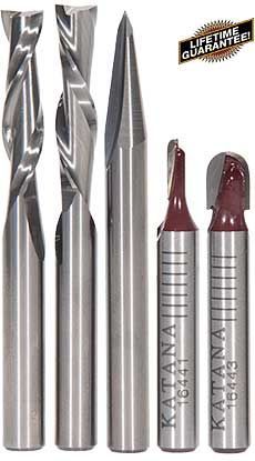 three different types of tools are shown in this image, including drill heads and end caps