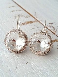 Clear crystal drop earrings,Bridal earrings,Drop earrings,Bridesmaid earring,wedding jewelry,white w Crystal Embellished Drop Bridal Earrings As Gift, Crystal Embellished Drop Earrings For Bridal Gift, Formal White Sparkling Crystal Earrings, Sparkling White Crystal Drop Earrings, White Sparkling Crystal Drop Earrings, White Round Crystal Earrings, Dazzling White Dangle Crystal Earrings, White Bling Earrings For Wedding, Dazzling White Crystal Dangle Earrings