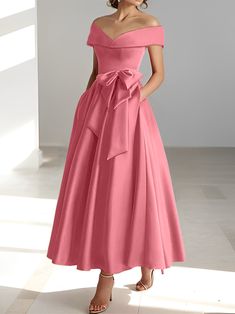 A-Line/Princess Off-the-Shoulder Mother of the Bride Dresses with Pock - Mondressy Spring Formal Sleeveless Off Shoulder Dress, Sleeveless Off Shoulder Dress For Spring Formal, Sleeveless Off-shoulder Dress For Spring Formals, Sleeveless Off Shoulder Bridesmaid Dress, Spring Sleeveless Off Shoulder Dress For Banquet, Sleeveless Off Shoulder Evening Dress, Sleeveless Off Shoulder Dress For Prom, Sleeveless Off-shoulder Dress For Prom, Ankle-length Evening Dress