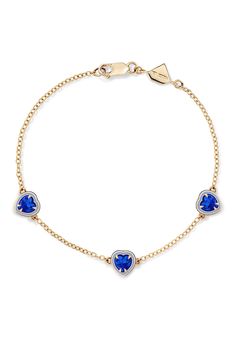 Add a pop of color to your wrists with our signature 14K Yellow Gold Heart Cocktail By The Yard Bracelet. Features a trio of colored enamel and lab-created heart-shaped gemstones. Due to the custom nature of this product, please allow 20 business days for production. This is final sale. Stone & setting: 6.5mm, 6.5" total length, 14K Yellow Gold, Made in New York City Elegant Heart Cut Enamel Jewelry, Elegant Enamel Heart Cut Jewelry, Luxury Heart-shaped Sapphire Jewelry, Luxury Heart-shaped Enamel Jewelry, Luxury Sapphire Heart Cut Jewelry, Luxury Heart Cut Birthstone Jewelry, Luxury Heart Cut Jewelry With Bezel Setting, Elegant Blue Bracelets With Heart Charm, Elegant Blue Bracelet With Heart Charm