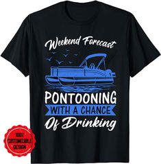 Weekend Forecast Pontooning With A Chance of Drinking featuring a colorful image with some party boating people enjoying the summer sun in a retro vintage distressed print. Check our our brand for more funny Mens and Womens pontoon and speed boat shirts! This funny Pontoon boating lakehouse top makes a great gift for Captain, Grandpa, Dad or anyone who loves to party at the Lake or River. Get this funny Weekend Forecast Pontooning With A Chance of Drinking apparel for Birthday or Fathers Day! Yo Summer Short Sleeve Tops For Boating, Graphic Print Short Sleeve Tops For Boating, Party At The Lake, Summer Boating T-shirt With Crew Neck, Summer Boating T-shirt With Short Sleeves, Summer Short Sleeve T-shirt For Boating, Summer Crew Neck T-shirt For Boating, Pontoon Captain Shirt, Boat Captain Shirt