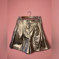 Entro Gold Metallic High Waisted Shorts Gold Bottoms With Built-in Shorts For Summer, High Waist Gold Shorts For Night Out, Elegant Gold Shorts For Summer, Gold High-waisted Shorts For Summer, Summer High-waisted Gold Shorts, Gold High Waist Shorts For Party, Gold High Waist Party Shorts, Gold Fitted Bottoms Short Length, Gold Bottoms For Night Out