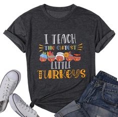 PRICES MAY VARY. 60% Polyester, 35% Cotton, 5% Spandex Pull On closure Hand Wash Only FABRICS: Womens Thanksgiving teacher shirt is made of 60% polyester, 35% rayon, and 5% spandex, which is soft and more durable. Recommend hand/machine wash in cold water, tumble dry low, not bleach. FEATURE: Pre-k teacher shirts for women, ‘‘I teach the cutest little turkeys’’ shirt, funny saying printed tshirts, cute little turkeys graphic tees for women, would be your favourite casual shirts in Fall. DESIGN: Thanksgiving Teacher Shirts, Fall Teacher Gifts, Teachers Thanksgiving, Turkey Shirts, Fall Tee, Thanksgiving Shirts, Tees For Women, Fall Shirts, Clothes Gift