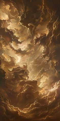 a painting of clouds in the sky