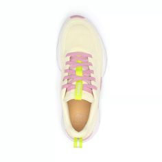 Women's Sorel Kinetic Impact II Wonder Lace - Honey White/Dazed Mauve Classic KINETIC™ sole with sport-inspired style. Must-have everyday sneaker with extra support and comfort. DETAILS: UPPER: Breathable mesh upper with suede and leather overlays. Novelty leather options are available in leather overlays with a hits of iridescent or reptile embossed. Lace closure for a secure fit. FOOTBED: Removable molded EVA with leather topcover. MIDSOLE: Lightweight molded LIVELYFOAM™. Midsole made with 10% Sporty Pink Chunky Sneakers For Running, Pink Sporty Chunky Sneakers For Light Sports, Pink Sporty Sneakers With Arch Support, Sporty Pink Sneakers With Arch Support, Spring Chunky Sneakers For Light Sports, Casual Chunky Sneakers With Air Cushioning For Light Sports, Casual Chunky Sneakers With Air Cushioning, Spring Sneakers With Arch Support For Light Exercise, Trendy Synthetic Running Shoes For Light Sports