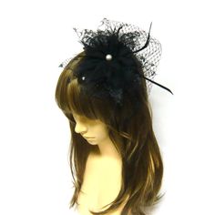 Black Mesh Flower Hair Clip Fascinator Hat #1914 Colors may appear slightly different through this website due to computer picture resolution and individual monitor settings. Package included : order quantity × fascinator Item Features : .Black mesh layered flower .Faux pearl and real feather decoration .Metal hair clip on the back .Comfortable and easy to wear .Perfect costume hair accessory for weddings, parties, night out, Halloween and other special events Item Specifications : .Handmade in Vintage Black Fascinator Headband, Vintage Black Headband Fascinator, Satin Ribbon Bow, Feather Decor, Metal Hair Clips, Metallic Hair, Fascinator Hats, Fabric Ribbon, Flower Hair Clips