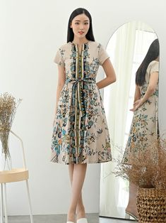 Bust 100cm Armpit circumference 44cm Waist Circumference 92cm Dress length 108cm Sleeve length 15cm Korean Dress Outfit, Dress Batik Modern, Model Dress Batik, Mode Batik, Batik Dress Modern, Elegance Dress, Batik Blouse, Casual Work Outfits Women, Dress Batik