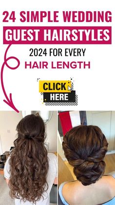 Simple Wedding Guest Hairstyles, Waterfall Braid With Curls, Side Chignon, Guest Hairstyles, Curled Ponytail, Guest Hair, Twist Bun