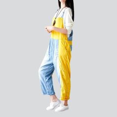 Introducing the 2023 Spring/Summer Collection's Mixed Colorful Fabric Denim Overalls ââ‚?for an streetwear yet sophisticated street style!Why They're Your Next Wardrobe EssentialThese denim overalls are the perfect combination of rebellious attitude and classic chic. With a distressed pattern to capture an authentic look. a slim fit to hug your silhouette. and a resilient zipper and stylish button closure. you get the most fashionable and functional piece that won't compromise on comfort.Key Hig Spring Medium Wash Cotton Jumpsuits And Rompers, Spring Cotton Medium Wash Jumpsuits And Rompers, Spring Cotton Jumpsuits And Rompers In Medium Wash, Spring Cotton Washed Overalls, Summer Patchwork Relaxed Fit Jeans, Spring Washed Cotton Overalls, Spring Cotton Overalls With Washed Detail, Blue Cotton Jeans For Summer, Spring Patchwork Relaxed Fit Jeans