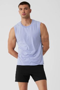 The Triumph Muscle Tank - Icy Purple | Alo Yoga Muscle Tank Top, Muscle Tank Tops, Steel Grey, Muscle Tank, Alo Yoga, Muscle Tanks, Photo Reference, Working Out, Lightweight Fabric