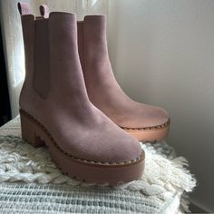 Love These Boots, But I’ve Never Worn Them. Brand New With Box, Have Only Tried Them On. I Always Thought They’d Be Cute With A Long Shirt Dress And A Flannel Or Denim Jacket. Color Is Malva, Like A Dusty Soft Pink. Chelsea Boots Pink, Pink Velvet Booties, Long Shirt Dress, Vince Camuto Shoes, Long Shirt, Vince Camuto, Soft Pink, Denim Jacket, Shirt Dress