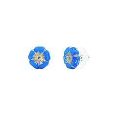 An eccentric mix of rare and unusual Czech glass beads, these colorful Hibiscus Flower Stud Earrings are a unique mix of fun and fabulous. The Hibiscus Flower Stud Earrings measure 1/2 in tall x 1/2 in wide, and come in a variety of color combinations. Other Flower Stud earrings include Wild Rose and Aster, check out the rest of the collection here. Blue Hibiscus Flower, Pearl Necklace Classic, Chunky Pearl Necklace, Blue Hibiscus, Jewellery Showroom, Gemstone Drop Earrings, Glass Drop Earrings, Gemstone Beaded Necklace, Crystal Hoop Earrings