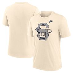 Showcase your Penn State Nittany Lions pride in vintage style with this Nike Vault Logo Tri-Blend T-Shirt. This tri-blend tee features an ultra-soft feel, ensuring maximum comfort whether you're cheering from the stands or relaxing at home. Its classic crew neck design is enhanced by the screen-printed Penn State Nittany Lions Vault logo, making it a stylish addition to any fan's wardrobe. Retro Nike T-shirt With Letter Print, Nike Retro T-shirt With Letter Print, Vintage Nike Cotton Tops, Nike Collegiate Graphic T-shirt, Nike Collegiate Graphic Print T-shirt, Nike Retro Tops With Letter Print, Lions Pride, Nike Crew Neck, Logo Making