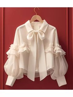 White Collared Shirt Outfit, Ruffle Top Blouses, Trendy Blouse Designs, Early Autumn, Quick Outfits, Stylish Dress Book, Mode Inspo, White Blouse