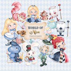 the world of alice digital clipart set is available for commercial use and includes characters