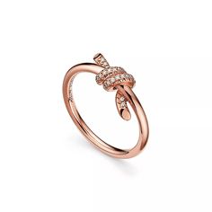 Tiffany Knot Ring In Rose Gold With Diamonds Brand New - Comes With Box, Ribbon And Bag Received For Christmas And It’s Not My Style Elegant Rose Gold Ring For Evening, Tiffany Knot Ring, Tiffany Knot, Gold Knot Ring, Tiffany Engagement Ring, Symbol Of Life, Tiffany Rings, Tiffany And Co Jewelry, 2020 Year