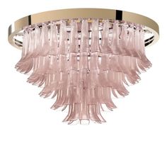 a pink chandelier hanging from the ceiling