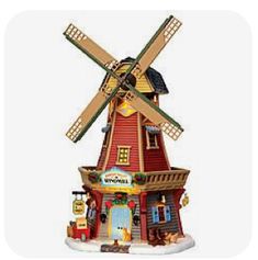 a red building with a windmill on top