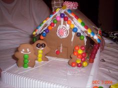 a gingerbread house decorated with candy and candies