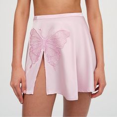 Nwt Fl&L X Vs Pink Butterfly Mini Skirt, Size Small Brand New With Tags, Adorable Summer Style Feel Free As A Butterfly In The Truette Pink Satin Skirta Mini Skirt Style Featuring A Thigh Slit And Butterfly Appliqu That Exudes A True Bohemian Spirit. For A Fun Festival Skirt Set, Pair It With The Matching Truette Bralette Top. Self: 97% Recycled Polyester/ 3% Spandex; Eco Dry Clean Recommended. Pink Satin Skirt, Festival Skirt, Butterfly Skirt, Mini Skirt Style, Festival Skirts, Bralette Top, Skirt Style, Bralette Tops, Satin Skirt