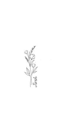 a black and white drawing of a flower with the word love written in cursive writing