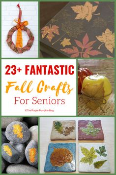 some crafts that include leaves and pumpkins