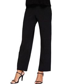 Alex Evenings Chiffon Wide-Leg Pants | Dillard's Elegant Office Pants With Pull-on Style, Elegant Wide Leg Pull-on Pants For Work, Formal Ankle-length Dress Pants With Elastic Waistband, Elegant Business Casual Dress Pants With Elastic Waistband, Chic Formal Dress Pants With Elastic Waistband, Elegant Wide Leg Pants With Pull-on Style For Fall, Spring Wide Leg Pants With Pull-on Style For Work, Spring Wide Leg Work Pants With Pull-on Style, Wide Leg Pull-on Pants For Spring Workwear