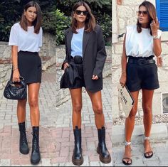 Combat Boots Shorts, Combat Boot Outfits, Combat Boot Outfit, Classic Capsule Wardrobe, Casual Day Outfits, Leather Shorts, Boots Outfit, Capsule Wardrobe