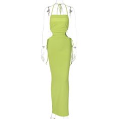 Elegant Halter Backless Maxi Dress Sexy Drawstring Ruched Long Dress Women Summer Cut Out Bandage Bodycon Dress for Party Fitted Summer Backless Dress With Boning, Green Ruched Backless Bodycon Dress, Green Backless Maxi Dress For Club, Ruched Backless Dress For Club, Ruched Backless Bodycon Dress For Club, Backless Ruched Bodycon Dress For Club, Backless Ruched Bodycon Club Dress, Fitted Backless Mini Dress With Drawstring, Sleeveless Drawstring Bodycon Party Dress