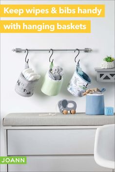 a shelf with pots and pans hanging on it