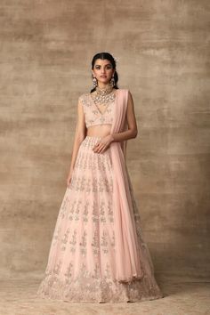 Drape Dupatta, Blouse With Lehenga, Pale Pink Skirt, Ridhi Mehra, Net Blouse, Lehenga Dupatta, Net Blouses, Embroidered Crop Tops, Net Lehenga