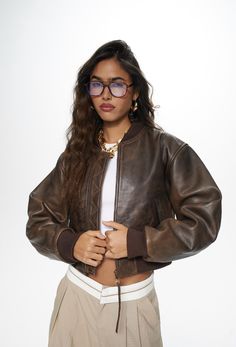 Express yourself in our much loved vintage brown cropped 'Bombi' leather jacket. Made from faded vintage brown sheepskin leather offering a relaxed fit.  Model is 5'8/127lbs wearing size small. Made to order. Leather Jacket Vintage, Cropped Leather Jacket, Vintage Leather Jacket, Brown Jacket, Brown Leather Jacket, Jacket Vintage, Leather Jackets Women, Jacket Women, Looks Vintage