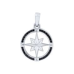 This compass pendant is accented with black diamonds totaling 0.38 carats. Including the bail, it measures approximately 29.2 x 20.3 millimeters. Pair it with our 20 inch cable chain (GMISC16822), available for purchase separately. (Pendant Only) Black Compass Design Jewelry, Diamonds Direct, Compass Pendant, Black Diamonds, Cable Chain, Black Diamond, Compass, Sale Items, Types Of Metal