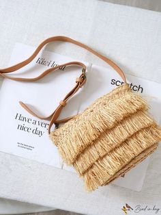 BirdinBag - Chic Fringed Shoulder Bag: Woven Beach Style with Tassel Detail Save The Planet, Beach Style, Bag Pattern, Straw Bag, Camel, Tassels, Straw, Bag Lady, Shoulder Bag