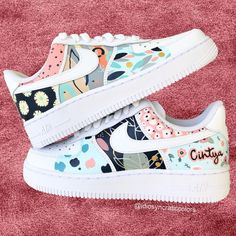 Air Force 1 Customized, Custom Air Force 1 Diy, Custom Sneakers Ideas, Diy Shoe Painting Ideas, Baskets Customisées, Nike Air Custom, Painted Air Force 1, Painted Shoes Diy