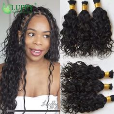 Human Hair Bulk for Braiding Wet and Wavy Loose Deep Wave No Weft Micro Crochet | eBay Wavy Braiding Hair, Crochet Hair Braids, Wavy Hair With Braid, Loose Deep Wave, Micro Crochet, Micro Braids, Braids Hair, Long Braids, Deep Wave