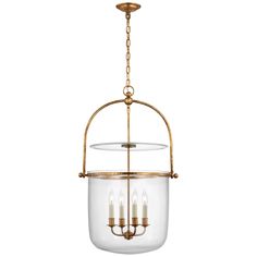 Lorford Smoke Bell Lantern in Gilded Iron with Clear Glass | Visual Comfort Lorford Smoke Bell Lantern in Gilded Iron | Mathis Home Lantern Ceiling Lights, Gas Lanterns, Glass Ceiling Lights, Foyer Pendant, Glass Lantern, Candelabra Bulbs, Glass Ceiling, Light Architecture