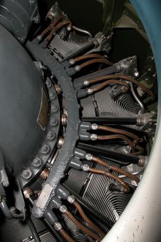 the inside of an airplane engine