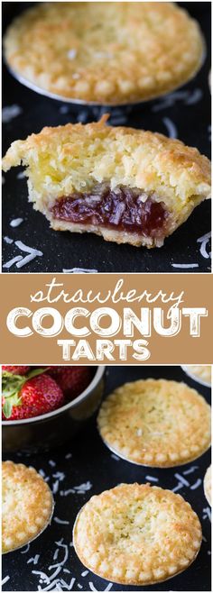 strawberry coconut tarts with the title above it