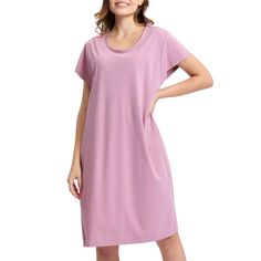 PRICES MAY VARY. High quality fabric: womens short sleeve nightgown is made of high-quality knit fabric, which is uper soft and stretchy, this sleep dress for women is skin-friendly and also supremely comfy loungewear Classic design: crew neck, knee-high, solid color, pullover style, simple and stylish designs make this sleepdress looks more elegant and charming Multiple match: casual sleepshirt is perfect for coat, shirt, loungewear with your favorite belt or top, choose different color combina Pajamas For Women, Women's Nightgowns, Sleep Dress, Female Friends, Wedding Night, Night Shirt, Dress For Women, Pajamas Women, Pullover Styling