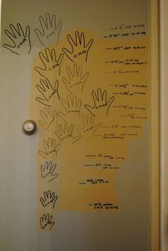 there are many hand prints on the wall