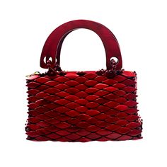 DESCRIPTION: The sophisticated red mini handbag is perfect for those who appreciate timeless style and practical elegance. Its compact size makes it easy to carry, while the bold red color ensures you make a statement wherever you go. A classic accessory that adds a touch of luxury to any outfit. Material: Exquisitely handcrafted by our master artisan piece by piece with natural beautifully hand carved recycled wood. Satin interior lining Dust bag included State of an art beaded shoulder strap Z Modern Red Bags With Gold-tone Hardware, Affordable Red Bags With Gold-tone Hardware, Red Shoulder Bag With Gold-tone Hardware For Shopping, Luxury Red Bag With Gold-tone Hardware, Red Shoulder Bag With Gold-tone Hardware And Double Handle, Mini Handbags, Clutch Handbag, Bead Art, Luxury Bags