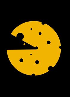 a black and yellow clock with dots in the middle on a dark background that is half circle